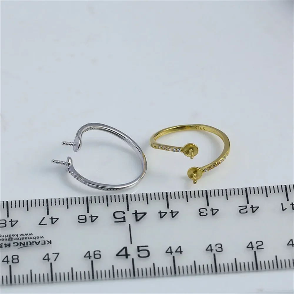 Solid S925 Sterling Silver Pearl Ring Settings Findings & Accessories - for Jewelry Making Bulk Wholesale Craft Supplies 6-8mm