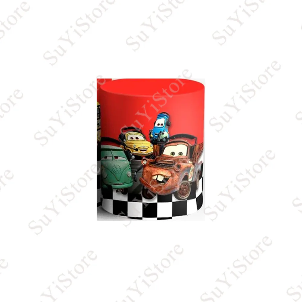 Disney Cars McQueen Round Backdrop Cover For Boys Birthday Party Baby Shower Circle Photo Background Booth Cylinder Covers