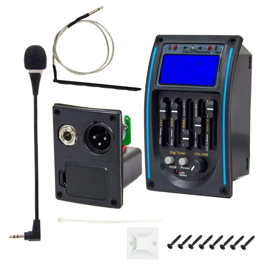 Equalizer 5 Band Piezo Pickup Active Preamp Tuner LCD Display Acoustic Guitar Soundhole Pickup for Guitar Accessories view 3