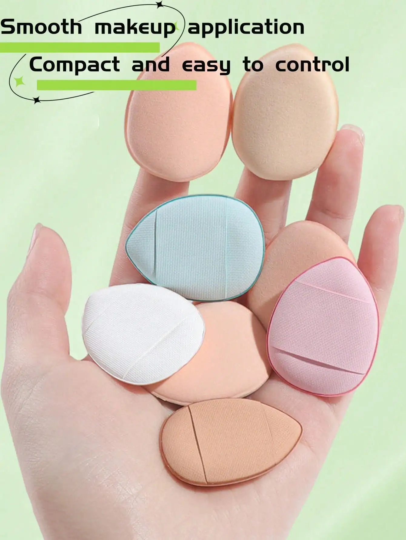 1/5 قطعة من منتفخة الأصابع المصنوعة من الألياف الدقيقة الناعمة - قابلة لإعادة الاستخدام لكريم الأساس الدقيق/خافي عيوب العين (لون عشوائي) #2