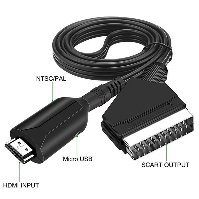 Portable to SCART Converter Adaptor Cable Video Conversion Adapter for TV DVD Game Accessories