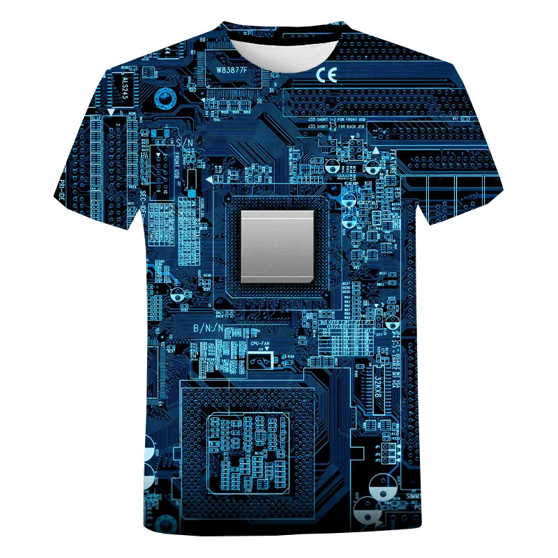 New Circuit Board Graphic T-Shirts Electronic Chip 3D Print Men\'s Woman Short Sleeve T Shirt Harajuku Tops Tees Unisex Clothing