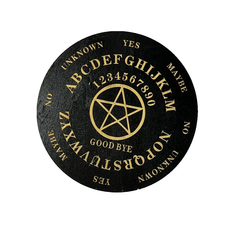 15cm Woodeen Pendulum Board Moon Star Divination Energy  Plate Healing Meditation Board  Black Pentacle Altar Tile Witch Prop