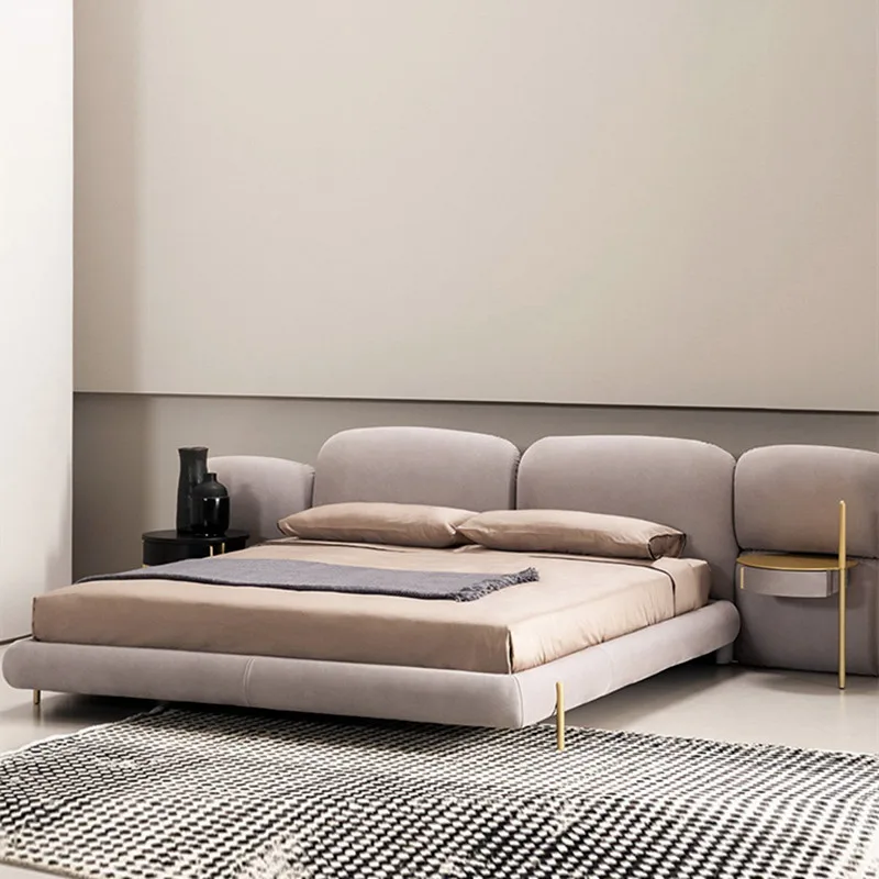 

Stone bed matte cloth simple master bedroom light luxury master bedroom villa double 1.8 meters wide screen