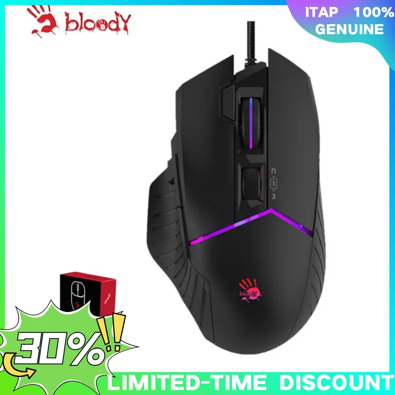ماوس ألعاب A4tech BLoody W95MAX الجديد، 10 أزرار ماكرو، 12000 CPI، سرعة الإطار: 8000 إطارًا في الثانية، معدل التقرير 2000 هرتز، مستشعر Max BC3332-A