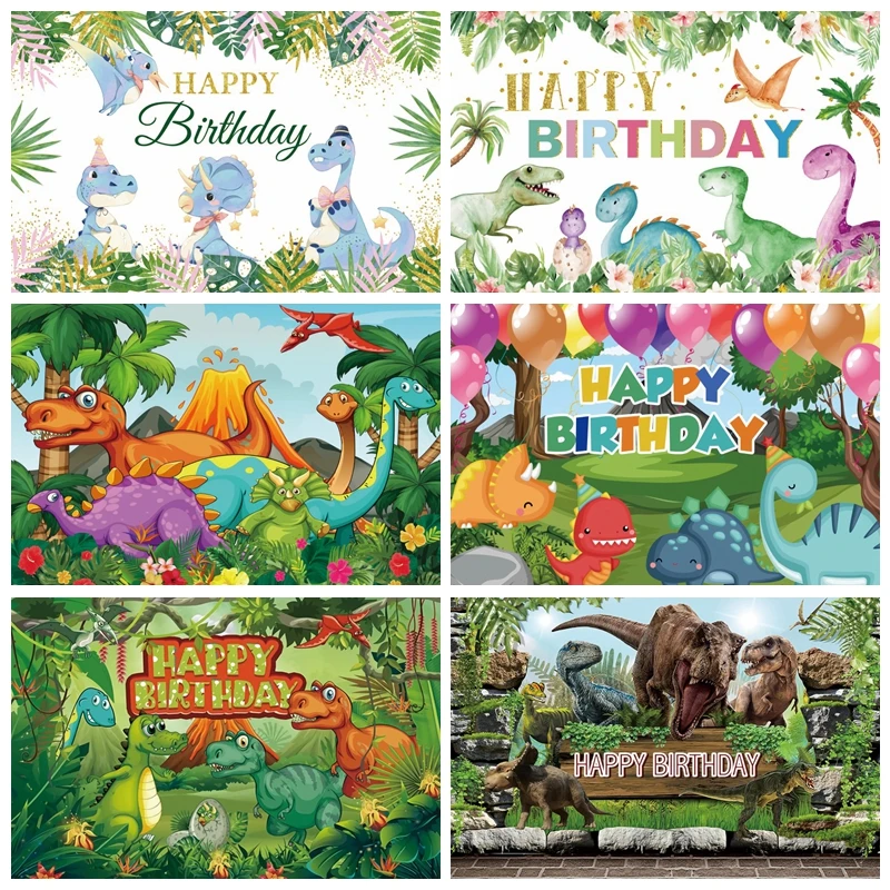 

Jungle Safari Dinosaur Baby Birthday Photocall Photography Backdrop Party Photographic Decoration Background Kids Photo Studio