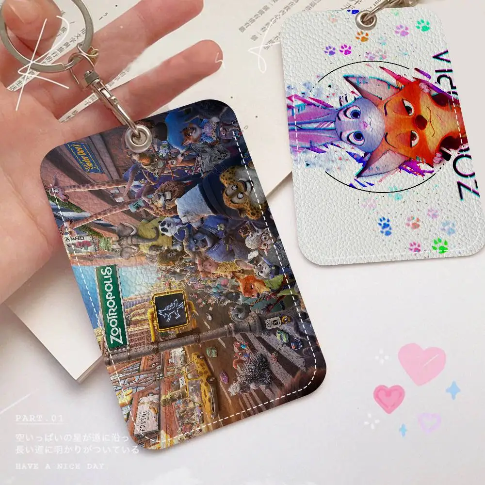 Z-Zootopia بو الجلود الناعمة مستطيلة حامل بطاقة المفاتيح التعريفي مصعد غطاء للحماية الشباب Faion Accory