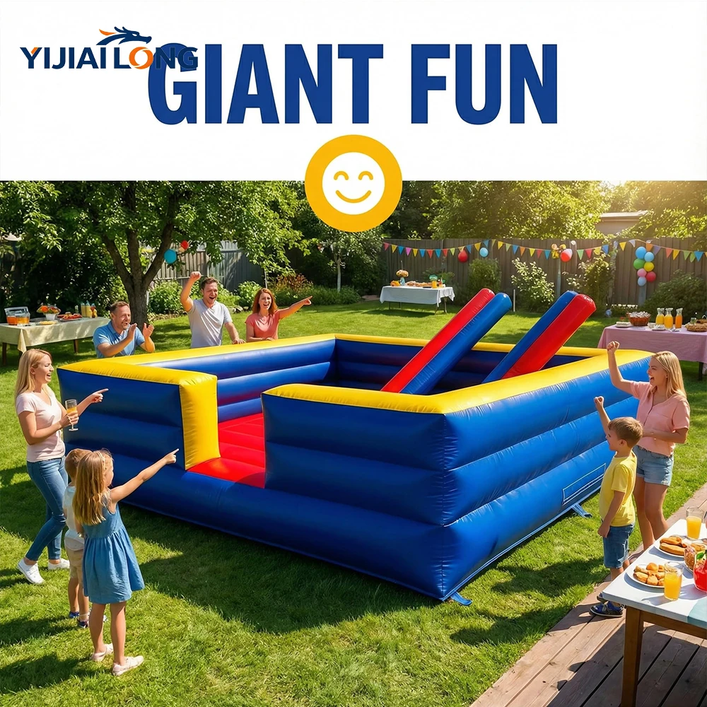 4 Person Inflatable Gladiator Game - Durable PVC Joust Fighting Arena, Indoor/Outdoor Inflatable Sport Game with Blower Party