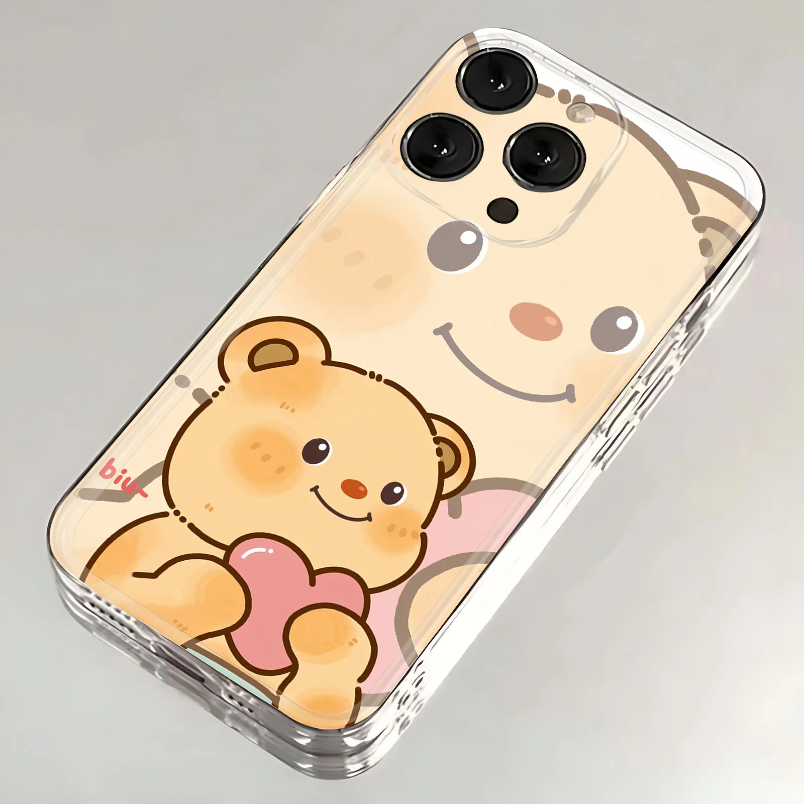 Capa de telefone de urso de manteiga dos desenhos animados para Samsung, capa TPU macia clara, S24, S23, S22, S21, S20, S10 FE, Note20, Note10 Plus, Ultra Lite 5G