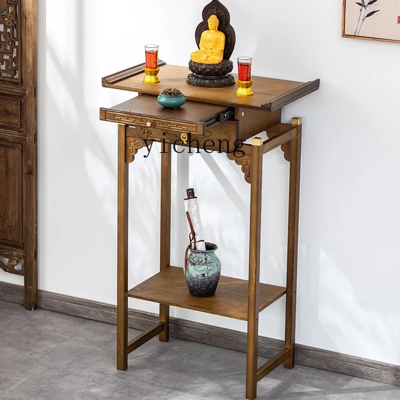 W5.14 new Chinese entrance table against the wall table Solid wood entrance cabinet Buddha  Small strip case Narrow strip table