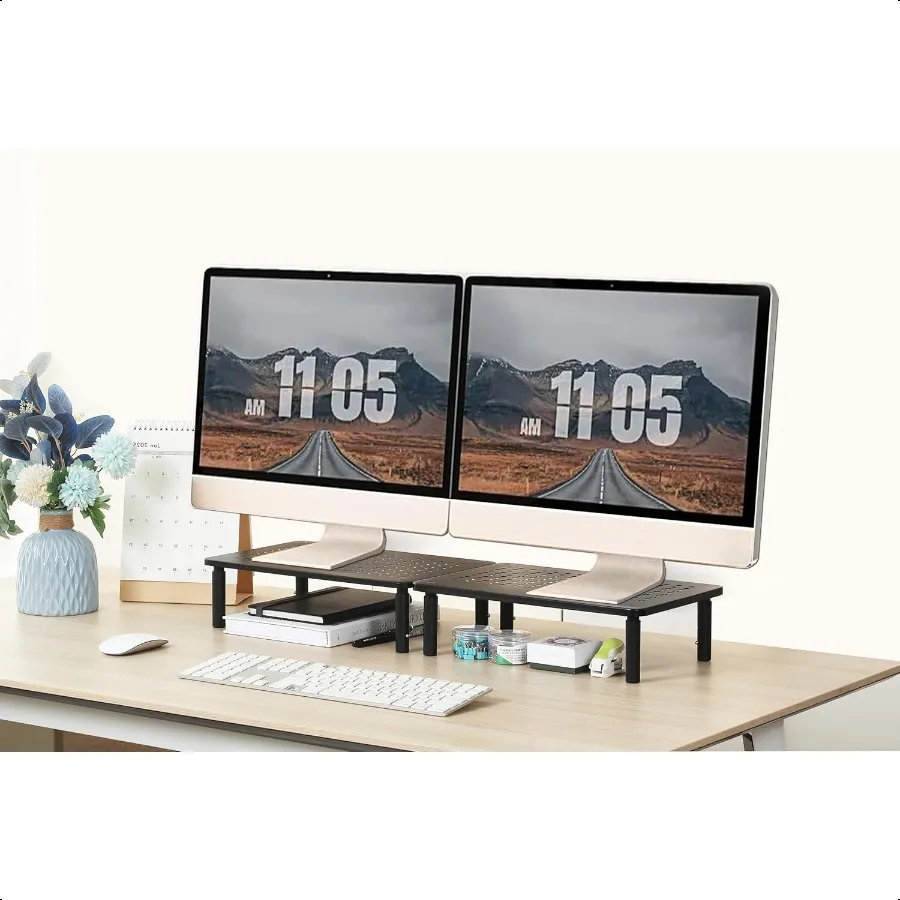 

Monitor Stand for Desk Monitor Riser Adjustable Laptop Riser Desk Organizer Desktop Printer Laptop Storage Shelf Mesh Metal Com