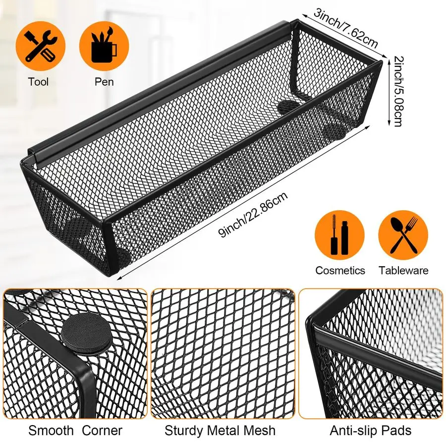 

16 Pack Silverware Drawer Organizer 9 x 3 x 2 Inch Mesh Utensil Organizer for Kitchen Drawers with Interlocking Arm for Flatware