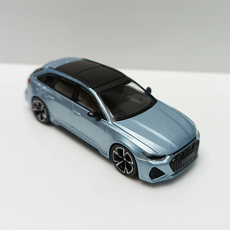 Masdi 1:64 Audi RS6 Style Avant Wagon Ice Blue Alloy Diecast Car Model Simulation Sportscar Desktop Display Collection Gift