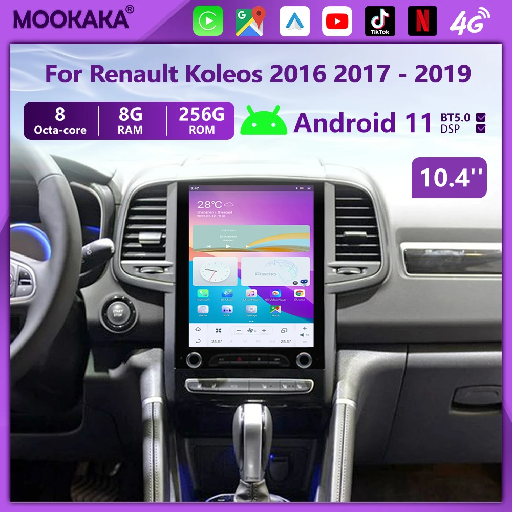 Android11 auto sceen para renault megane 4/ koleos 2016-2019 reprodutor multimídia rádio estéreo atualização gps navi unidade principal carplay bt