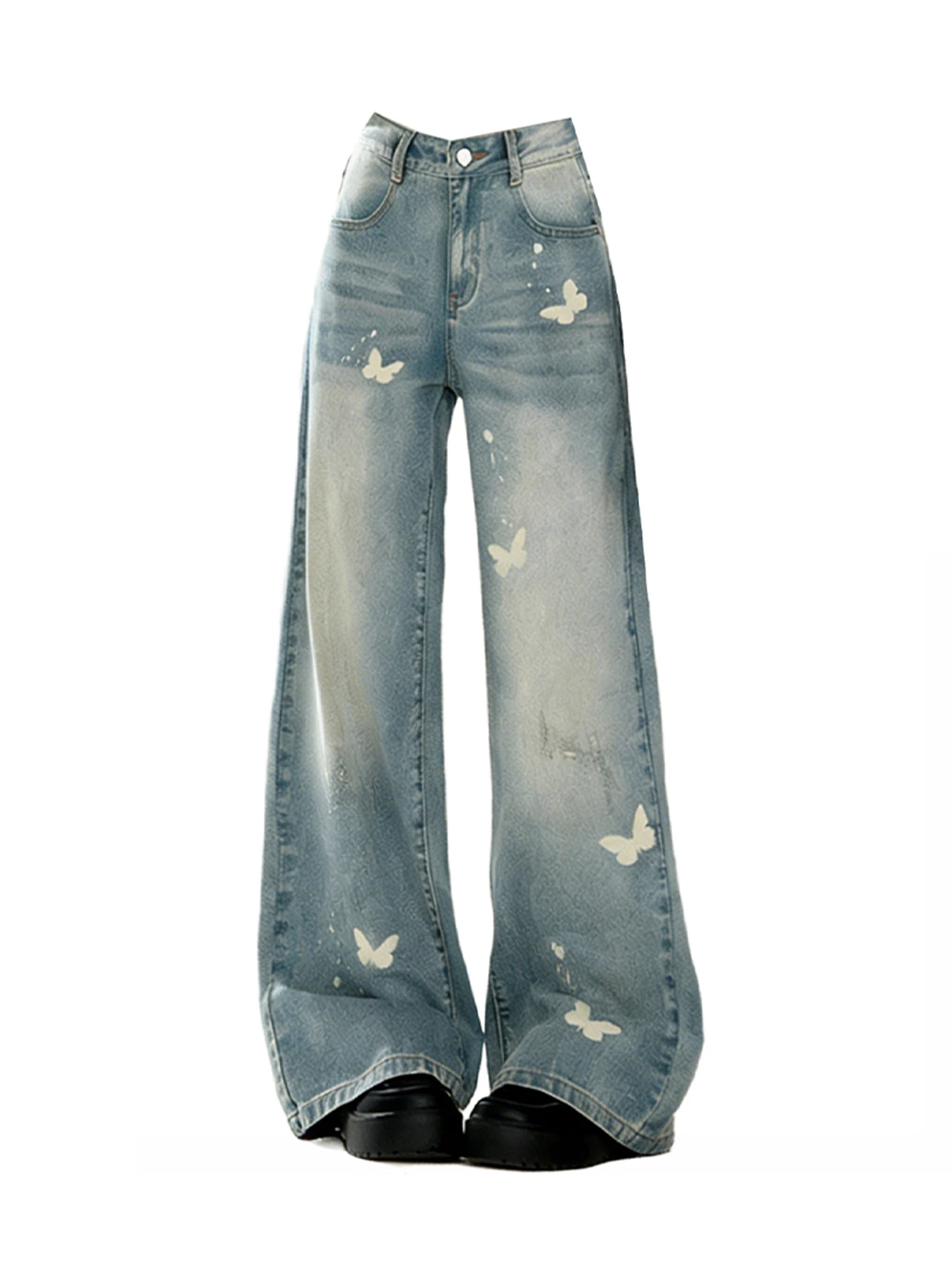 

Женские синие мешковатые джинсы Y2k с принтом в японском стиле, широкие джинсовые брюки в стиле гранж, винтажные джинсовые брюки большого размера в стиле Харадзюку, одежда 2026