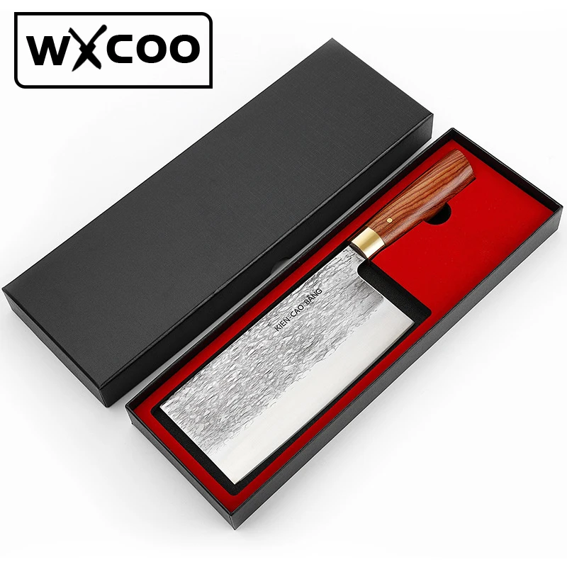 Professional Kitchen Chef Knife Hand Forged Steel Meat Vegetables Slicing Knife Wide Blade Butcher Cleaver Knife with Gift Box