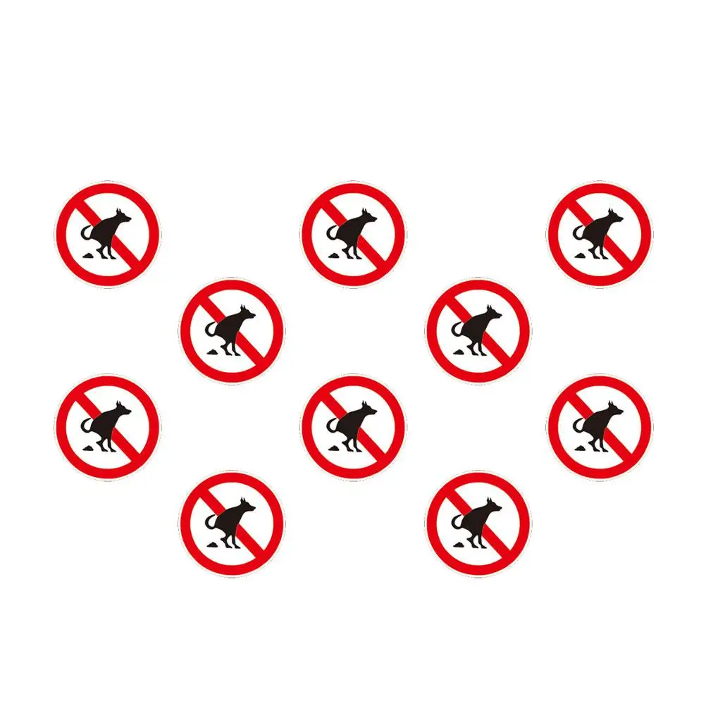 10 Sheets Waterproof Stickers No Pet Pooping Sign Prohibitory Paste Fuuny Encironment