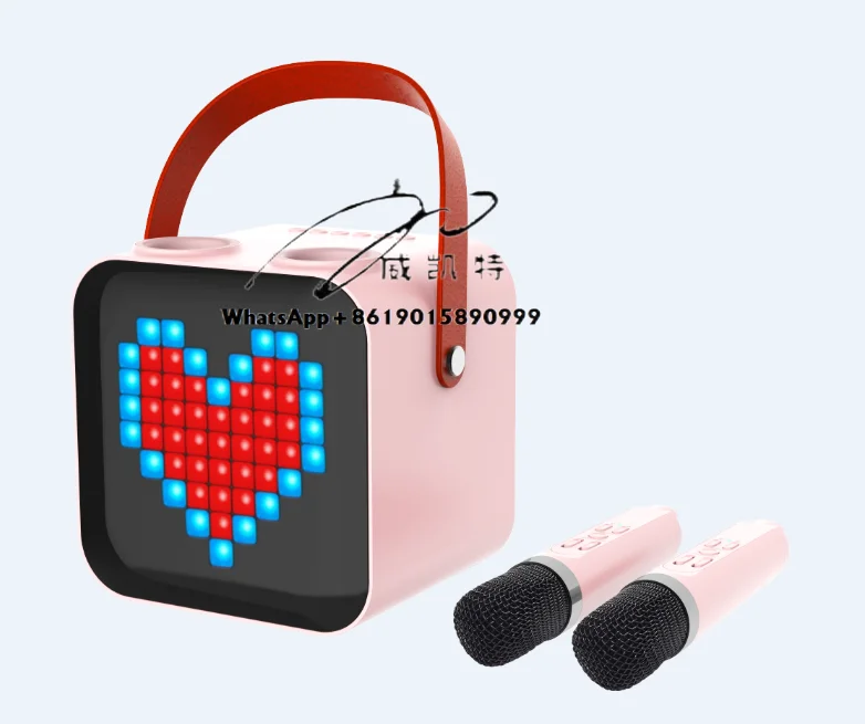 

Karaoke Machine with Two Wireless Microphones, Portable Blue Tooth Microphone Speaker for Adults and Kids, Studio Subwoofer