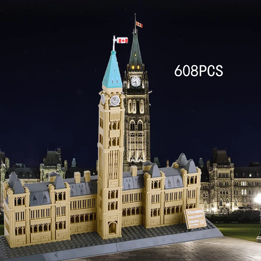 

City Modern Architecture Canada Ottawa Parliament Hill Building Block Model Sets Bricks Educational Toys Collection For Gifts