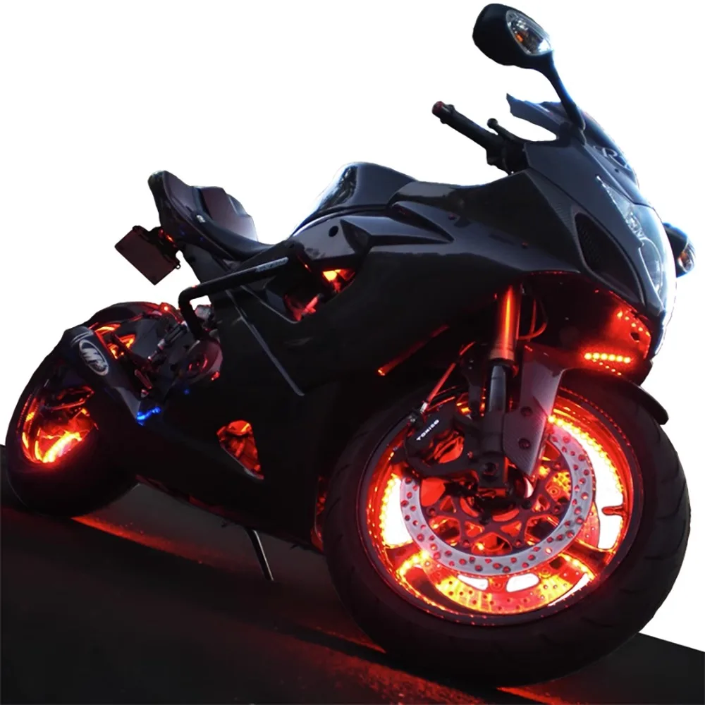 Motorcycle wheel Hub LED DC12V 6W Wireless Power Wheel Refit Supply Locomotive Moto Electric Colored Lights Hot Wheels Lamp