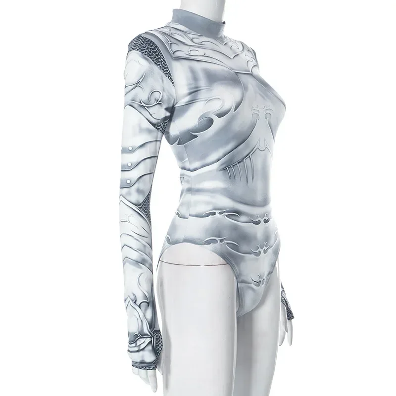 Zentai Robot Gothic Cyberpunk Steampunk Cosplay Jumpsuit Adult Women Sexy Slim Uniform Catsuit Bodysuit Halloween Party Costume