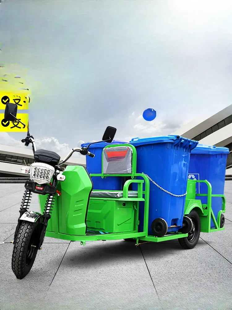 

Electric garbage truck for sanitation, three wheeled hanging, four six buckets, community property transportation