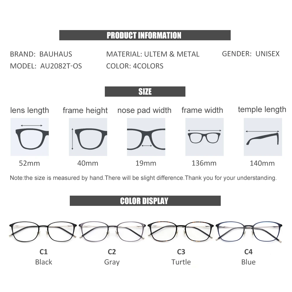 AU2082T-OS New Arrival ULTEM Optical Eyeglass Frame Women Ultra-light Beautiful Colors Spectacle Eyewear Fashion