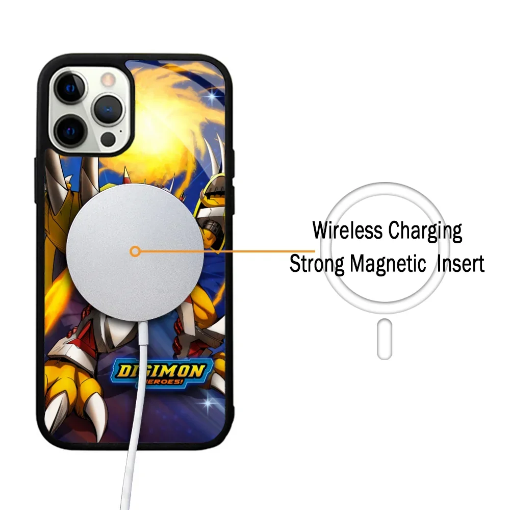 Anime Digital Monster Digimon Phone Case For IPhone 11 12 13 14 15 Plus Pro Max Mirror Acrylic For Magsafe Wireless Charging