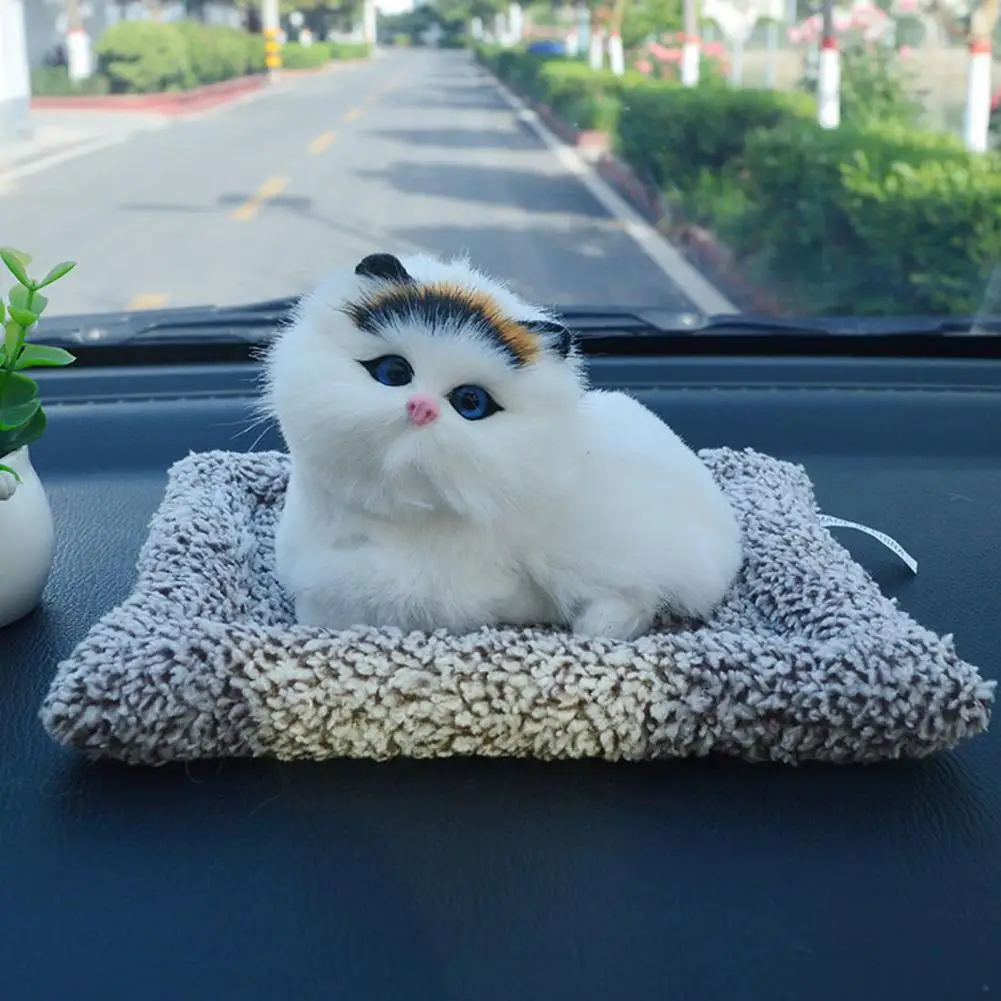 لوحة القيادة القط زخرفة القط سيارة الديكور مواء أفخم هريرة محشوة دمية مع الخيزران الفحم حصيرة لإزالة الرائحة للمنزل