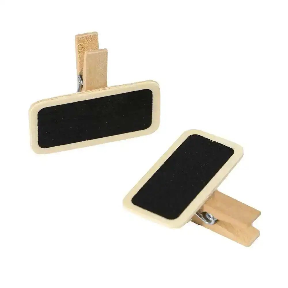 50 Mini Blackboard Wood Message Slate Rectangle Clip Panel Card Memos Label Plan Price Tag Display Snap Pot Flower Name Plate