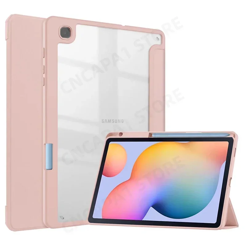 

Pencil Holder Cover For Funda Samsung Galaxy Tab S6 Lite 10.4" Smart Tablet Case For Samsung SM-P620 SM-P625 Acrylic Back Shell