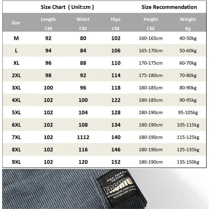 Winter Corduroy Mens Joggers Sweatpants High Quality Thick Warm Fleece Pants Male Casual Thermal Track Trousers Plus Size 9xl