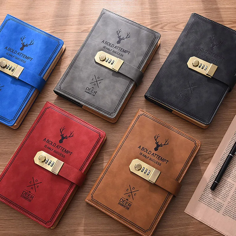 Op Maat Gemaakte Product.2024 Luxe Business Custom Logo Gedrukt Debossed Zacht Zwart Pu Planner Lederen Notebook Stationair