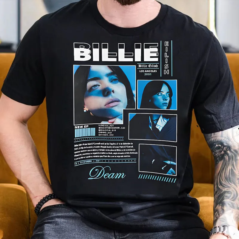 

Лето 2022, певица Billie Eilish, альбом, футболка с графическим принтом, мужская хлопковая свободная повседневная рубашка в стиле хип-хоп в стиле ретро с короткими рукавами