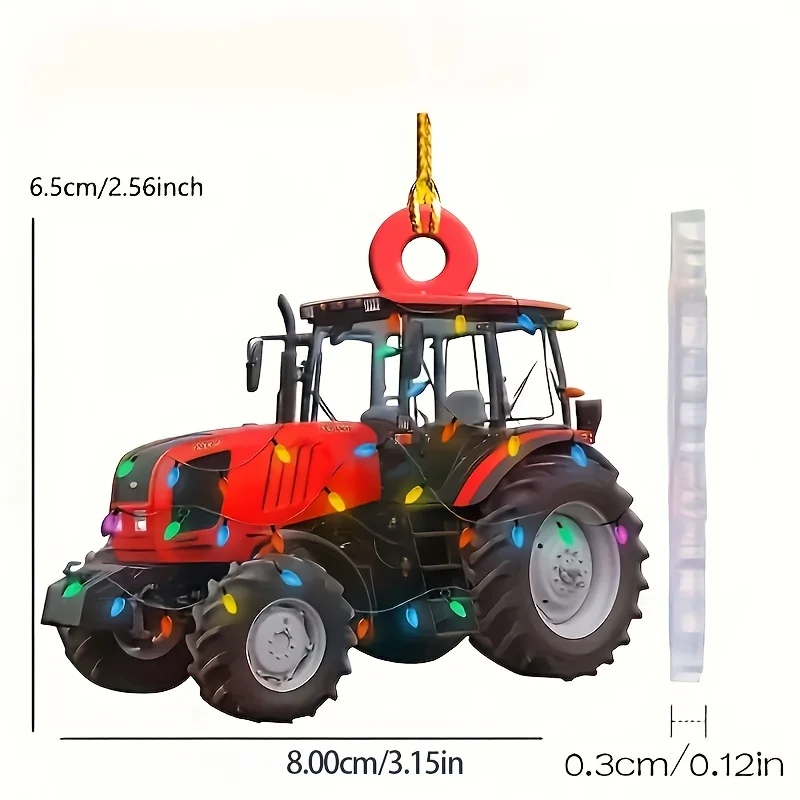 Festive Tractor Pendant Keychain,Christmas Love Expression 2D Acrylic Versatile Charm,for Car Mirror,Backpack,Festive,Gift&Decor