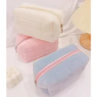 Solid Fur Cosmetic Storage Bag Large Women Zipper Makeup Organizer Handbag Stationery Pencil Case Travel Make Up Toiletry Punch 6