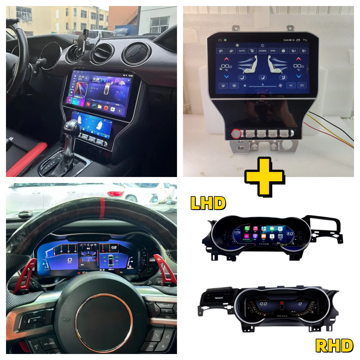 AA 8 cores Multimedia Android For Ford Mustang 2015~2018 GPS Navi +Air conditioning Screen Car Radio Coche With BT 5.0 Head Unit
