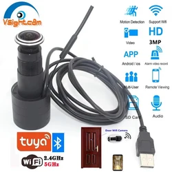 Vsightcam Surveillance Camera 2.4GHz 5GHz Wifi 3MP Door Eye Hole IP Camera 2.1mm Peephole Fisheye Lens P2P Tuya Home Security