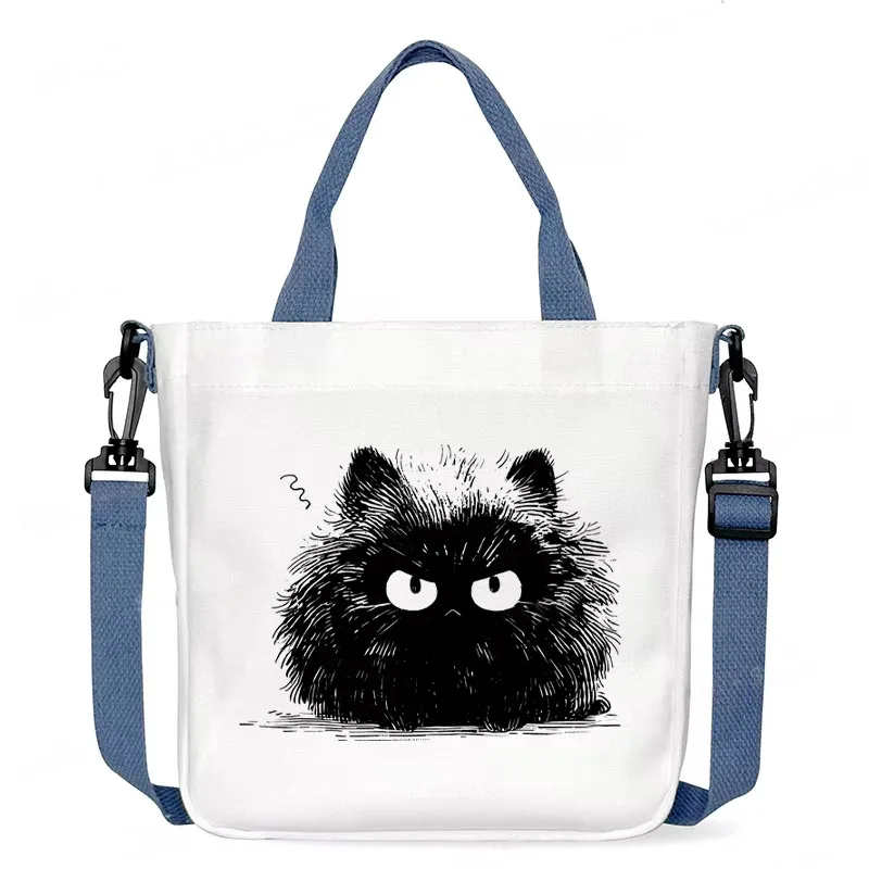 أنيمي القط المطبوعة الكرتون حقائب كروسبودي حقيبة كتف واحدة قماش طالب Kawaii الحيوان الفتيات حمل الحقائب النسائية حقيبة كروسبودي #5