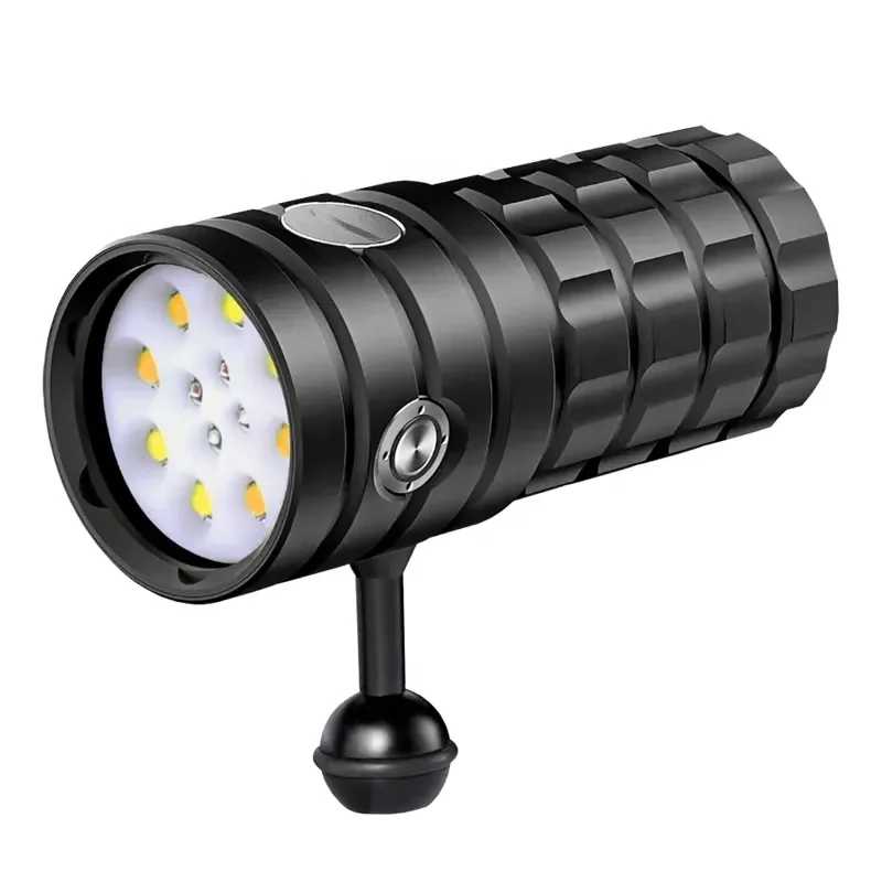Super Bright Underwater Diving Photography Video Flashlight 25000 Lumen Built-in Battery Waterproof Scuba Diver Torch Light