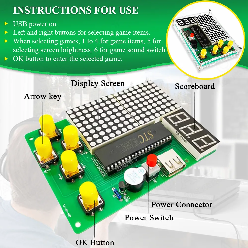 Imagem -03 - Diy Pixel Game Maker Kit com Shell Faça Você Mesmo Eletrônica Projeto de Solda Prática de Solda Aprendizagem Assembly Race Car Games