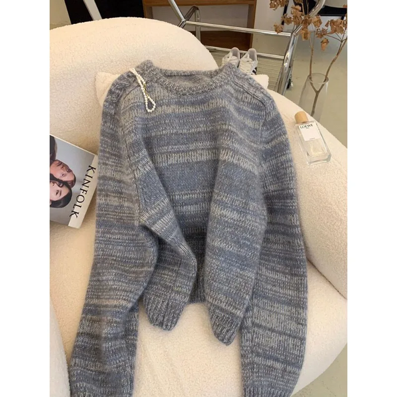 Gray Fashion Women Sweaters 2024 Autumn Winter Pullovers Korean Knitwears Long Sleeve Clothes Knit Top Ladies O-neck Sweater New