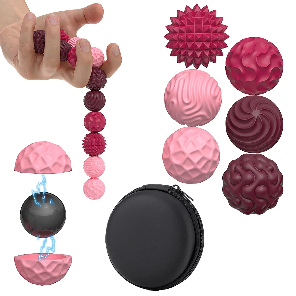 New Stress-Relief Magnetic Ball Toy Durable Rubber Fidget Spinner Toy Multicolor Novelty Relax Gadget for Adults Youngsters