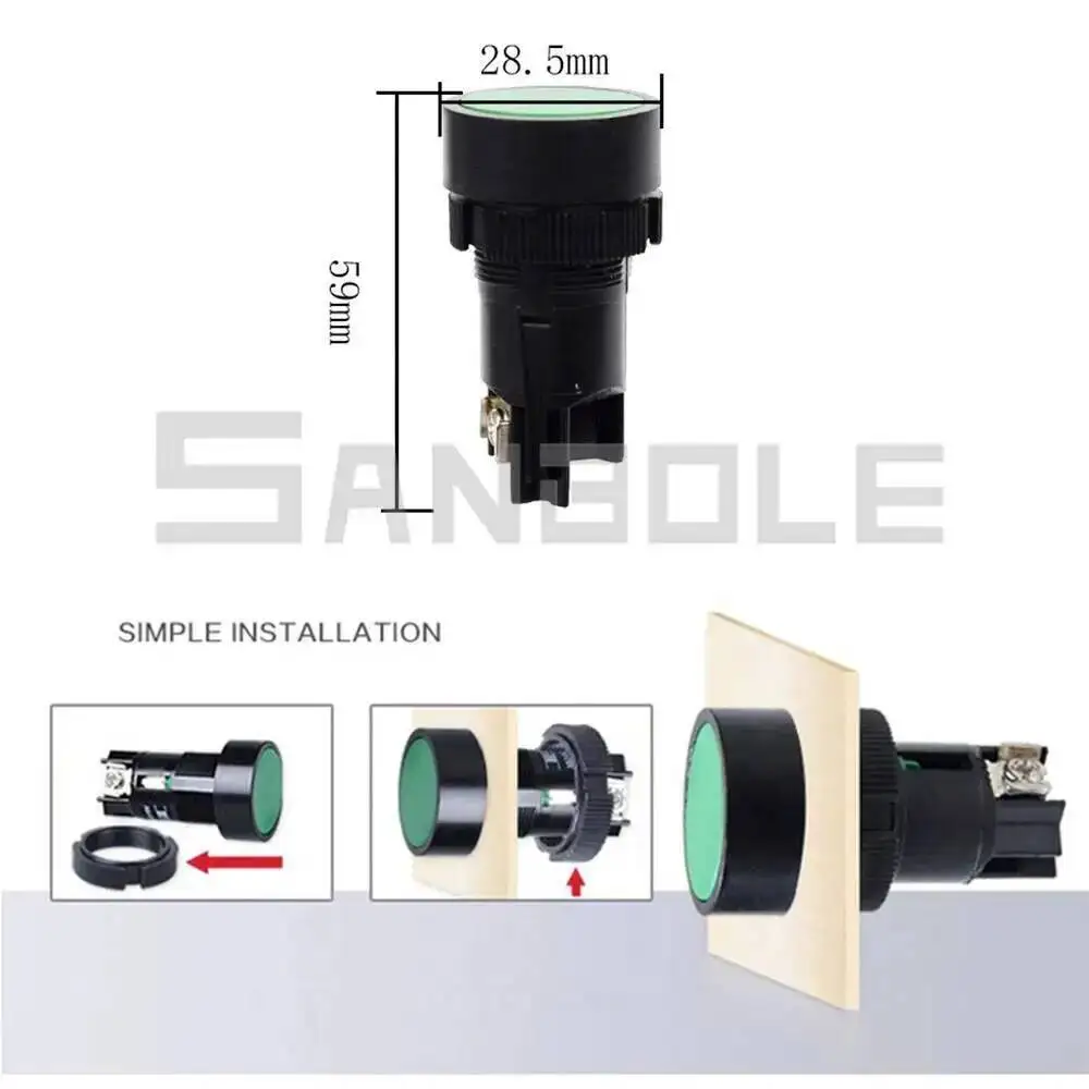 Picture 3: 10pcs Plastic Push Button Switch 22mm 10A Reset Momentary Screws Terminal Flat Round NO/NC XB2-EA142 XB2-EA131 XB2-EA121