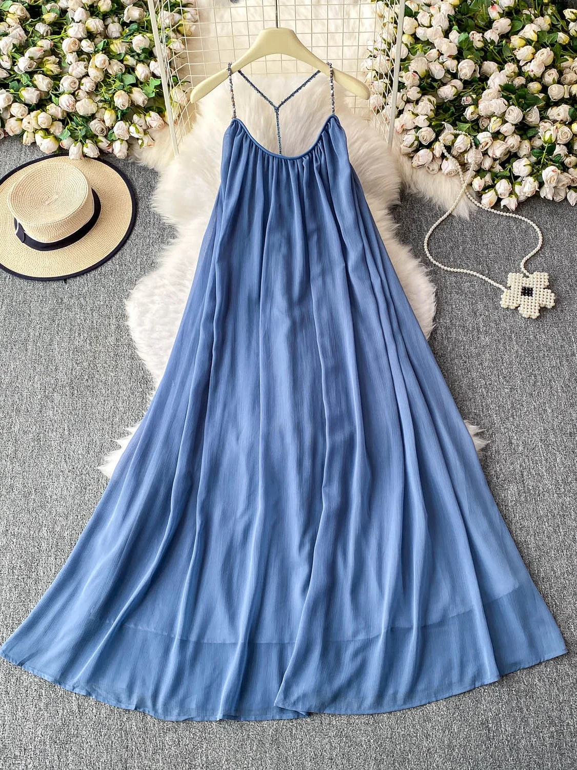 Żółta Letnia Seksowna Luźna Spódnica Damska Dr Vaion Szeroki Dół Długa Spódnica z Wysokim Stanem w Kształcie Litery A Koreańska Bez Marki