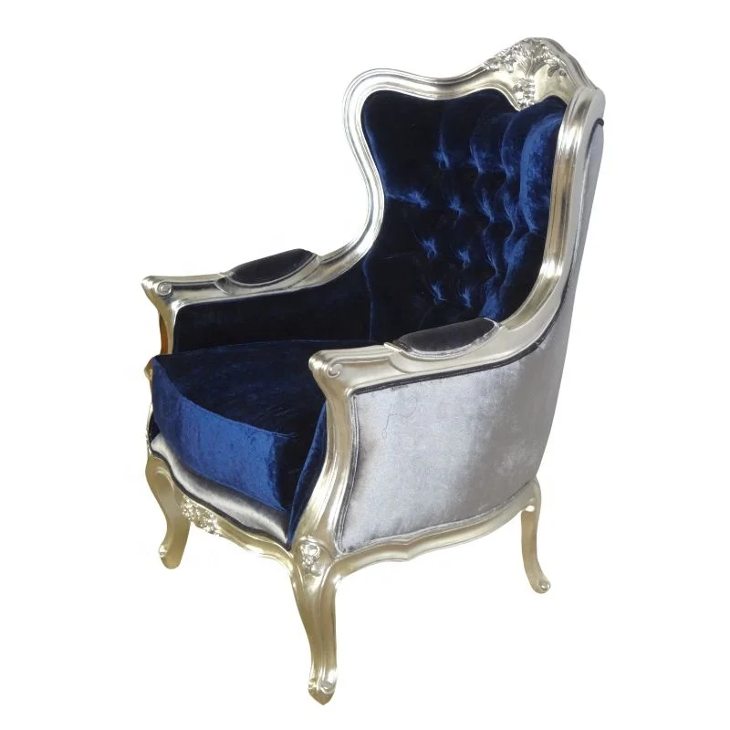 Antique Reproduction Wing Chair French Style Sofa One Seater Wooden Armchair Living Room Chair for European Home Furniture