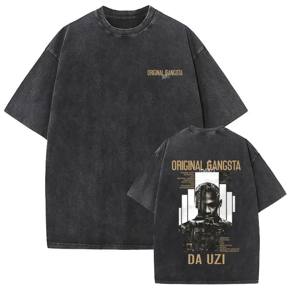 

Vintage Washed Rapper DA Uzi Original Gangsta Album Merch 2026 T-shirt Men Women Hip Hop Fashion Pop Music T Shirts Streetwear