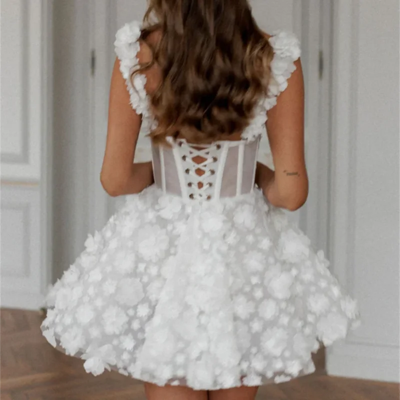 Chiffon Skirt Party Dress Heart-Shaped Lead Dance Dress Knee-Length Elaborate Applique Party Dress Formal Occasion Dress