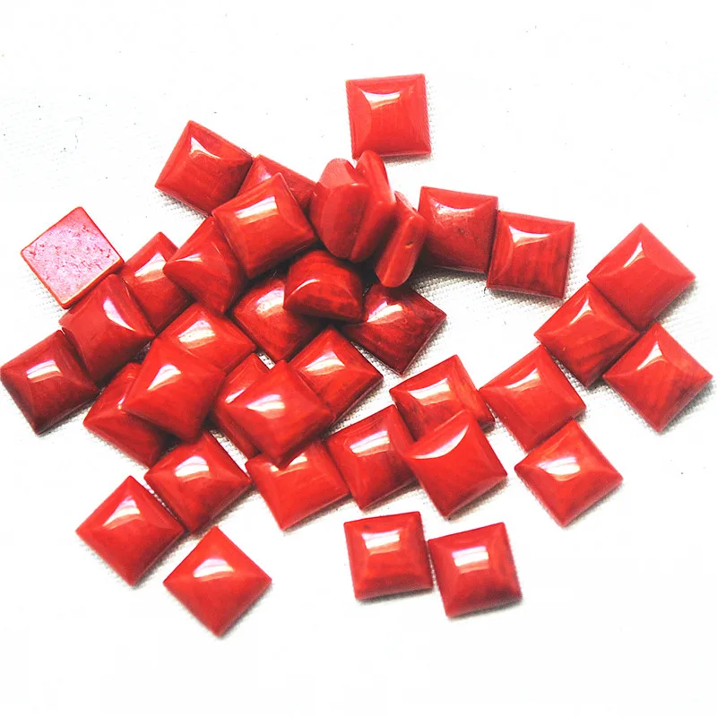 15PCS Natural Light Red Coral Cabochons Square Shape Size 6X6MM DIY JEWELRY FINDINGS Loose Beads Cabs No Hole Best For YOURS