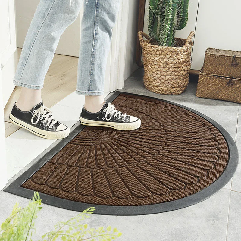 Non Slip Doormat for Indoor Outdoor Rubber Bottom Half-round Floor Mat Durable Outside Door Mat Bath Carpet Rug Entrance Doormat